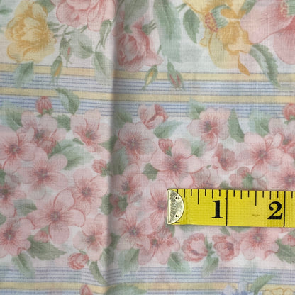 Pink, Blue & Yellow Striped Floral: 3 yds