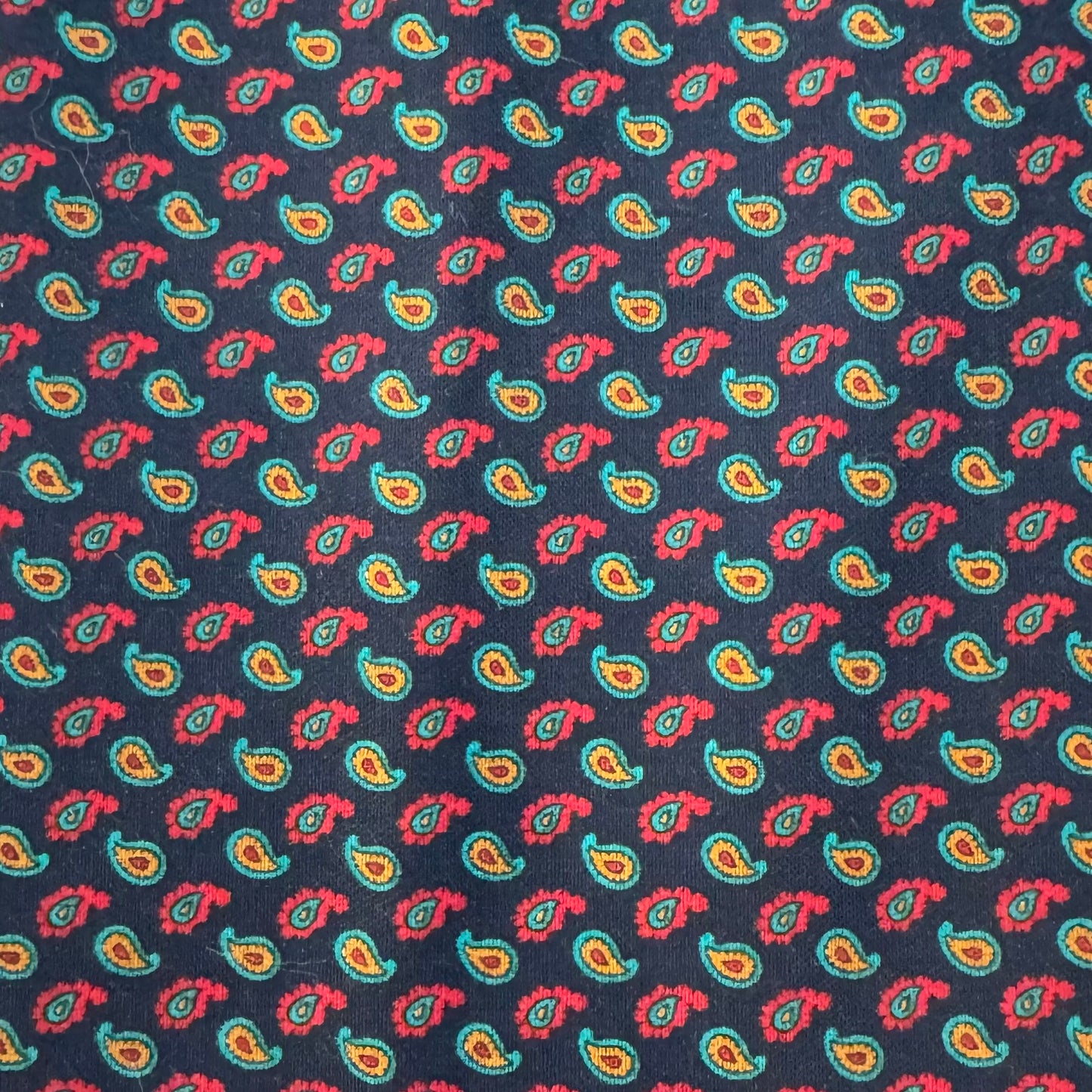 Blue with Red, Green & Orange Paisley Poly Rayon: 3 yds