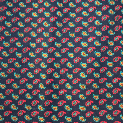 Blue with Red, Green & Orange Paisley Poly Rayon: 3 yds