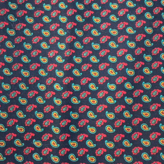 Blue with Red, Green & Orange Paisley Poly Rayon: 3.5 yds