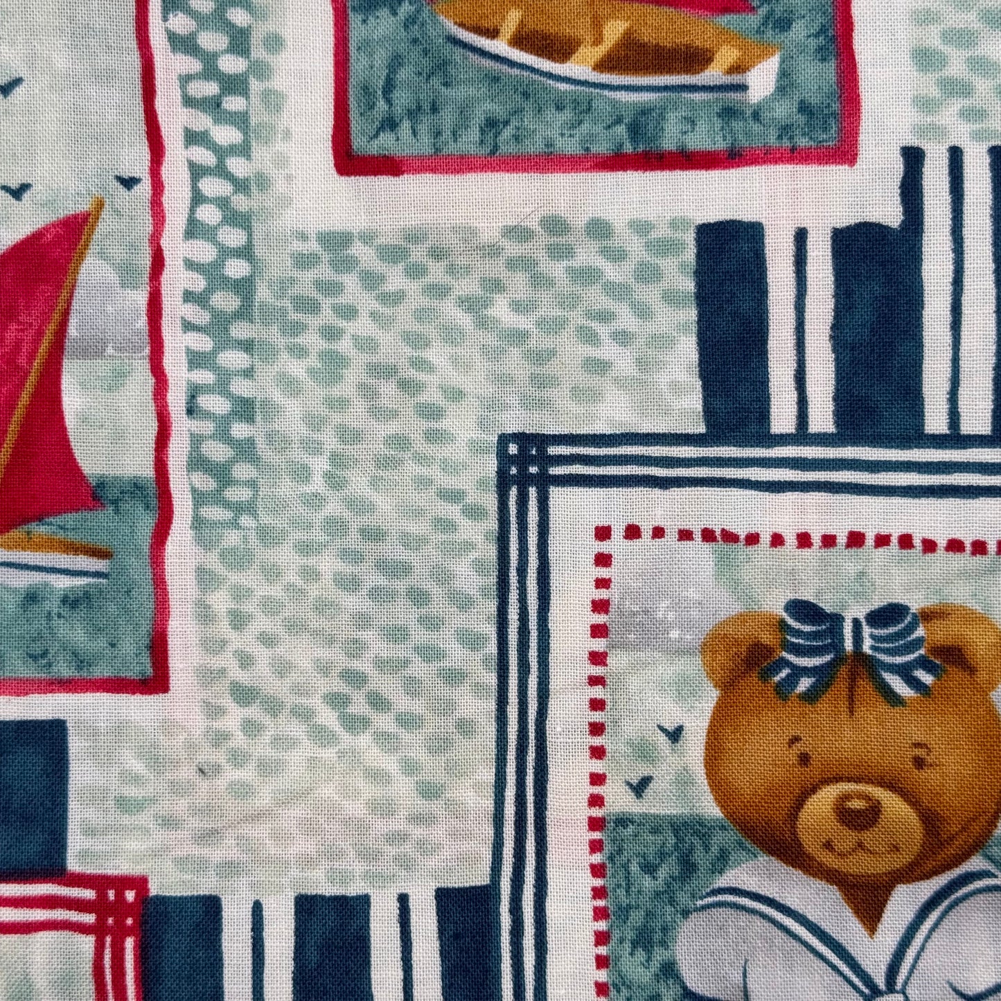 Multicolor Teddy Bear Nautical Novelty Print Cotton: 2 yds