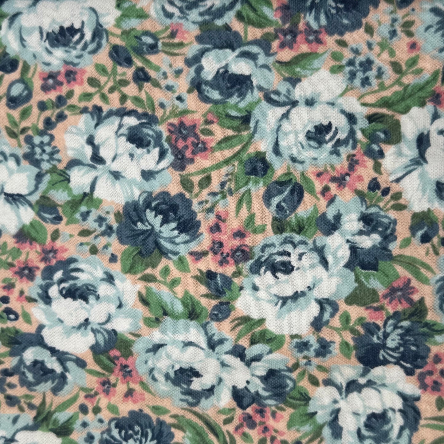Blue & Pink Floral Stretch Jersey: 1.5 yds