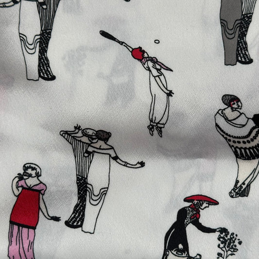 Medium Weight Multicolor on White Novelty Women Print Shiny Poly: 2 yds