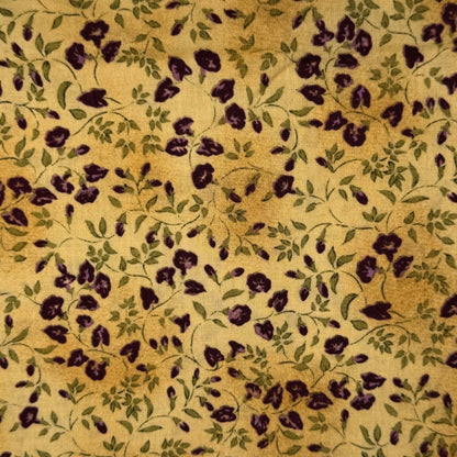 Tan With Purple Floral Cotton: 2 yds