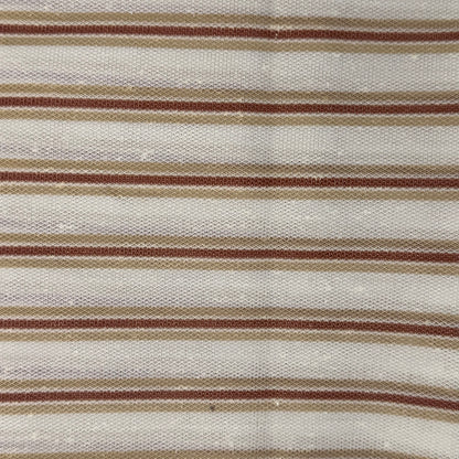 Red/Tan/Cream Woven Stripe Mesh Poly: 1 yd