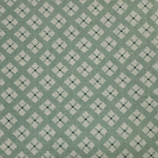 Light Green With White Lined Diamonds Cotton: 1.5 yds