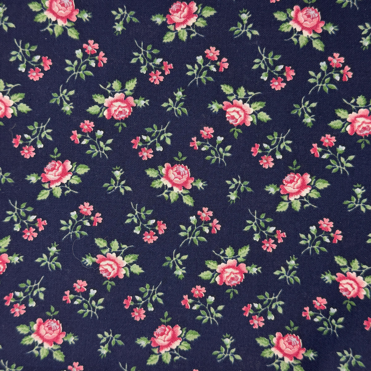 Navy With Pink Floral Cotton: 2.5 yds