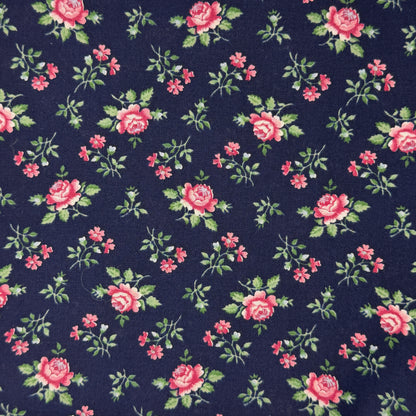 Navy With Pink Floral Cotton: 2.5 yds