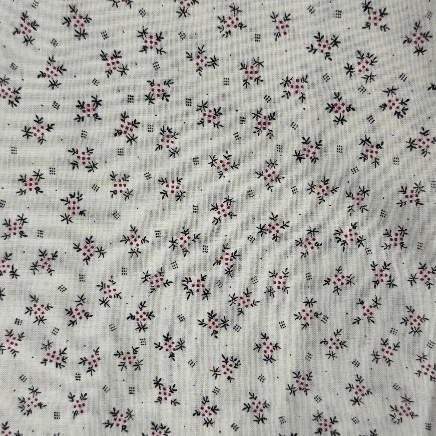 Black/Red Abstract Print on Ivory Cotton: 3 yds
