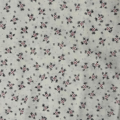 Black/Red Abstract Print on Ivory Cotton: 3 yds