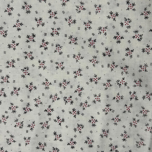 Black/Red Abstract Print on Ivory Cotton: 3 yds