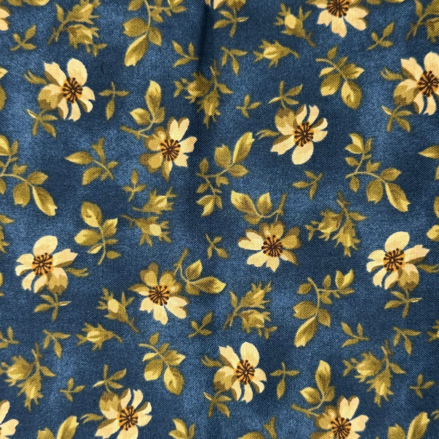 Blue & Cream Floral Cotton: 2.5 yds