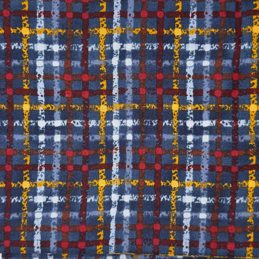 Blue, Red & Yellow Subtle Plaid Cotton: 1.25 yds