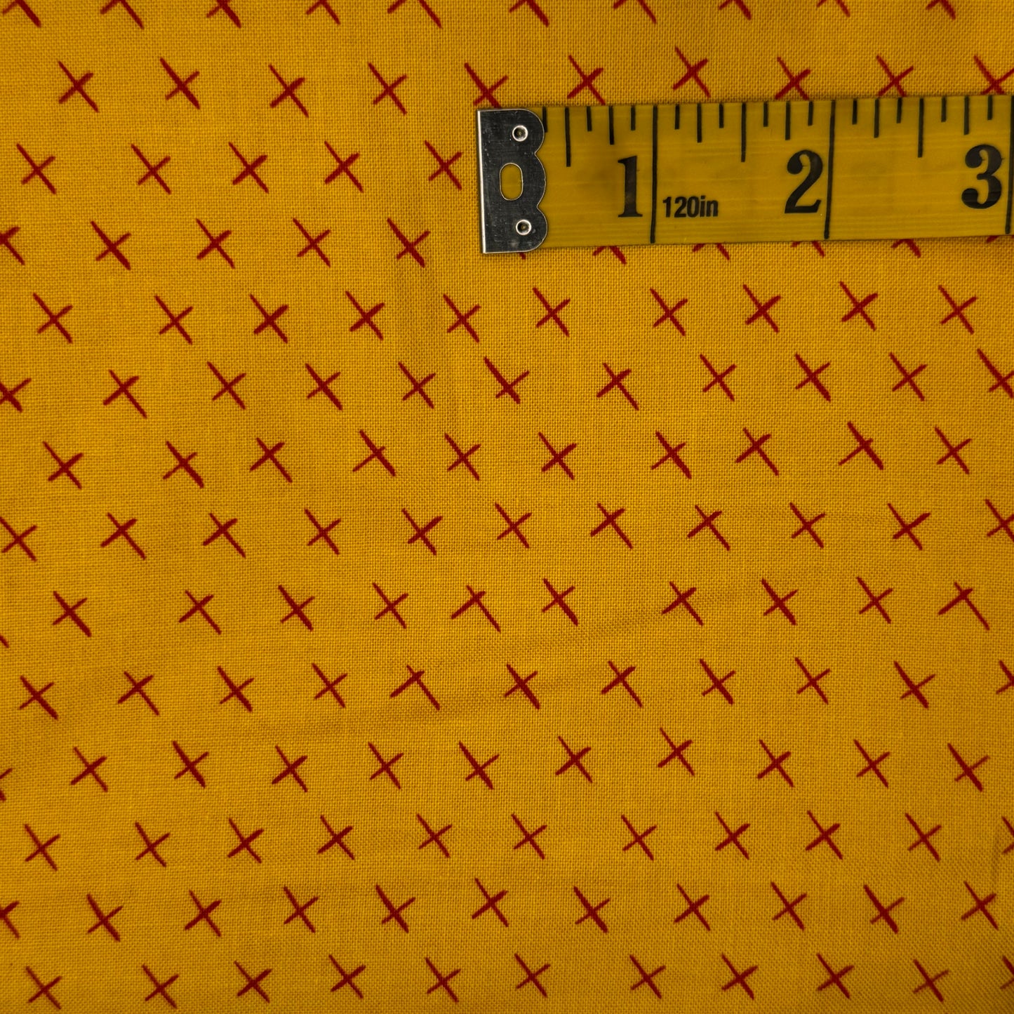 Yellow With Red Cross Marks Cotton: 2 yds