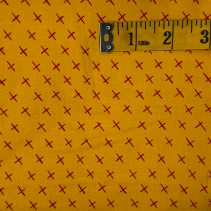 Yellow With Red Cross Marks Cotton: 2 yds