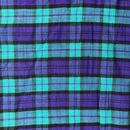 Purple/Green/Black Woven Plaid Cotton: 2.5 yds