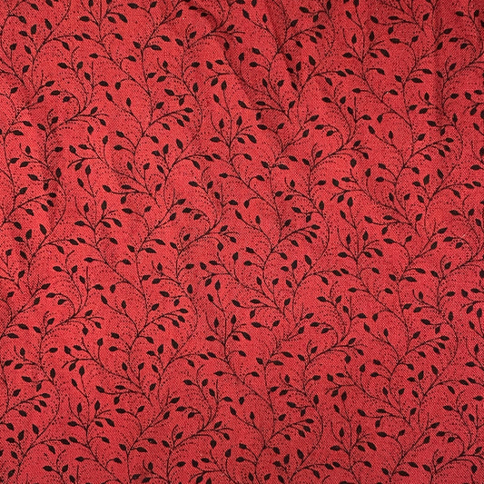 Burgundy & Black Vines Cotton: 1.5 yds