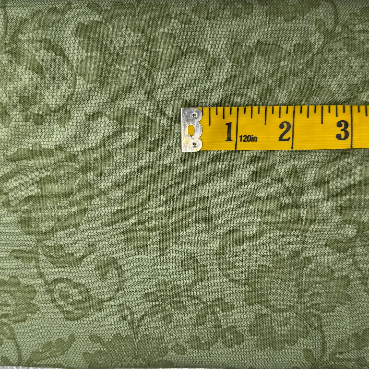 Two Tone Green Fancy Floral Cotton: 3.5 yds