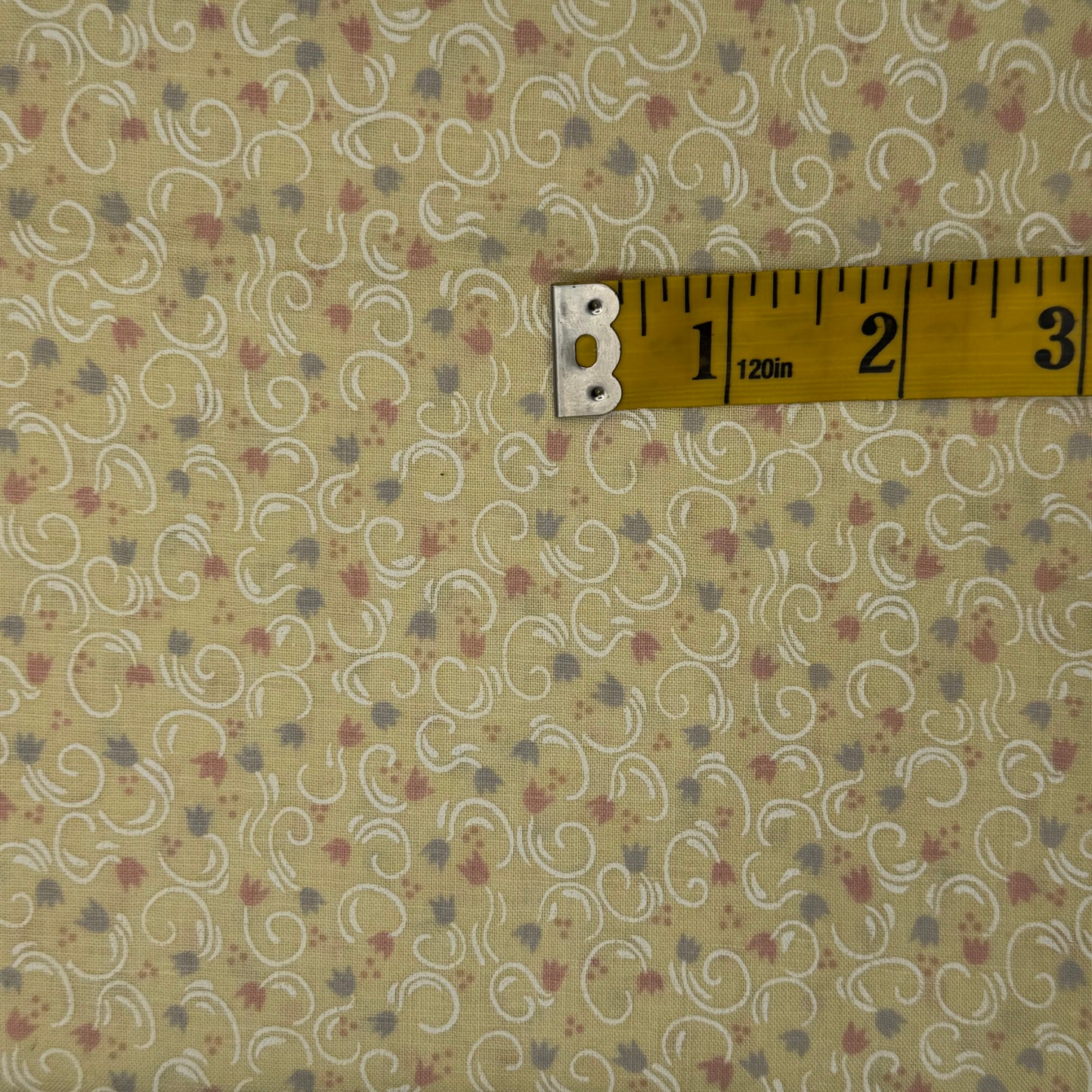 Cream With Purple & Pink Floral Cotton Blend: 1.5 yds