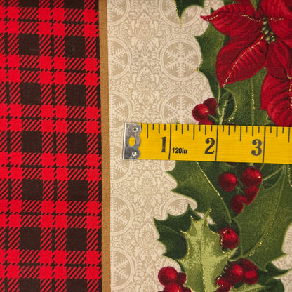 Buffalo Plaid & Poinsettia Stripes Cotton: 3 yds