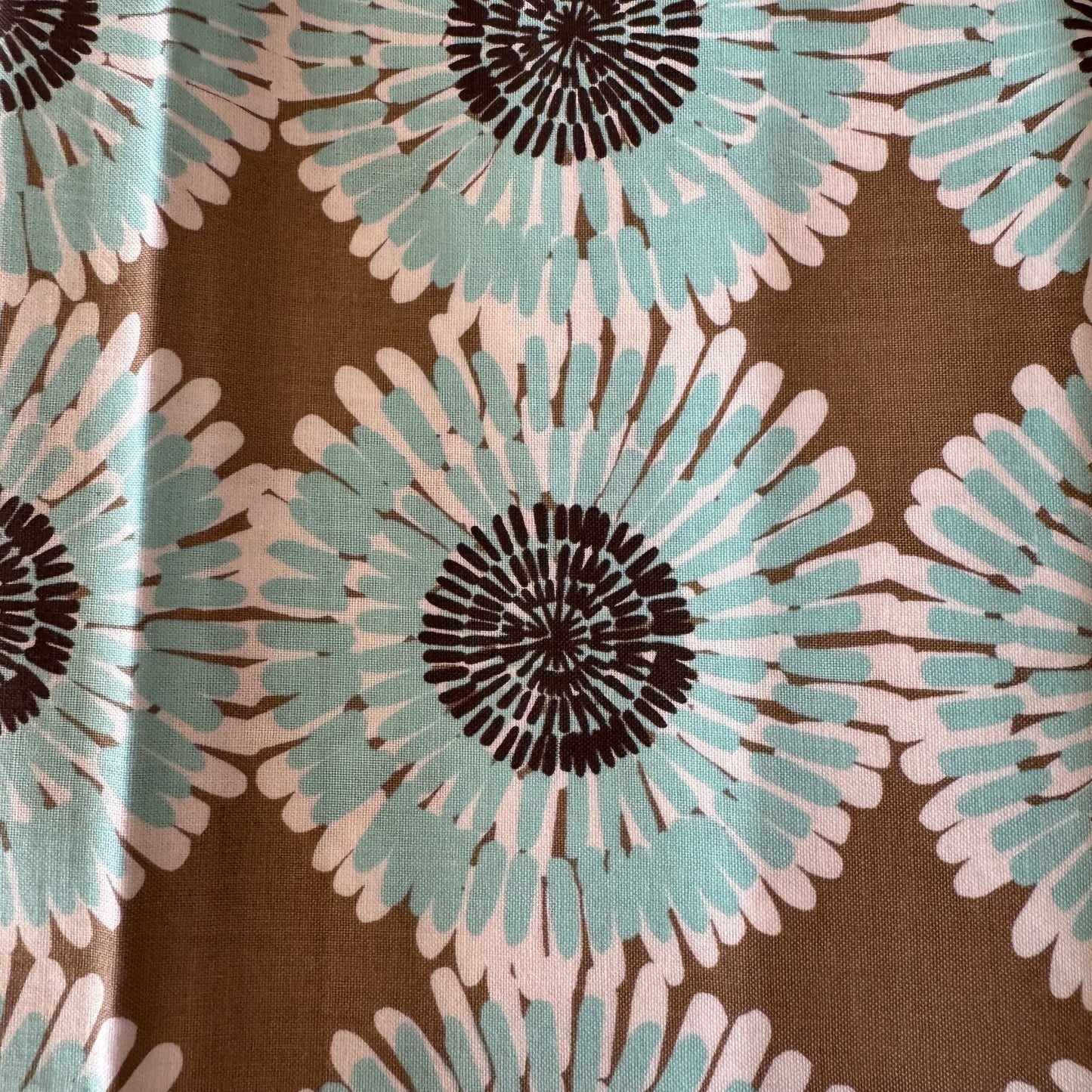 Aqua Floral Cotton: 1 yd