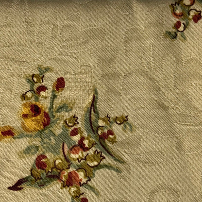Tan with Floral Print Jacquard Weave Home Decor Cotton: 1.5 yds