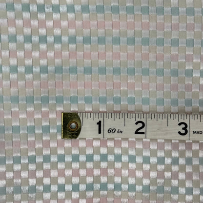 Pastel Pink/Blue/White Basket Weave Shiny Poly: 3.5 yds