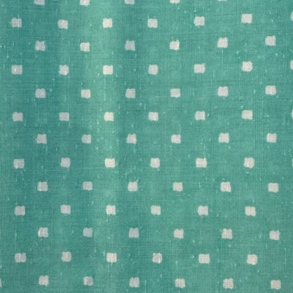 Mint Green with White Squares Woven Cotton Blend: 2.5 yds