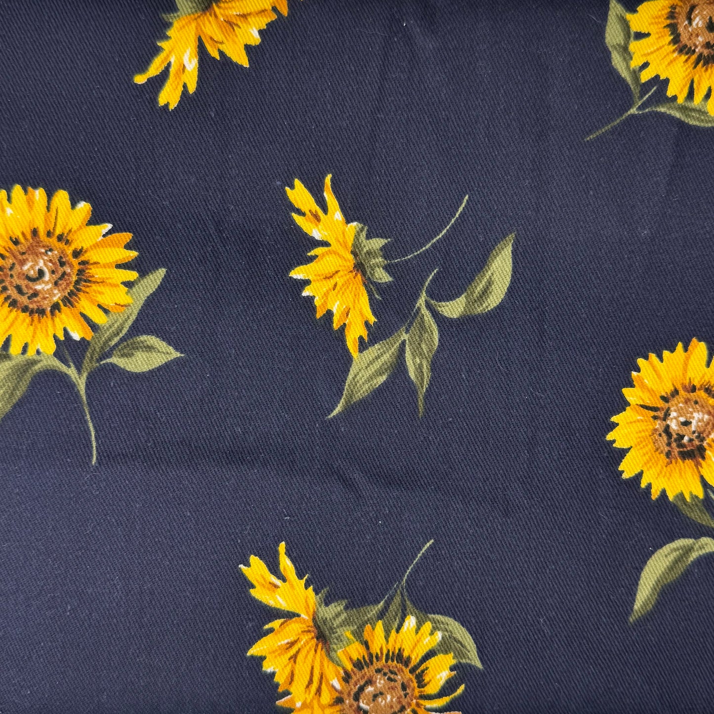 Navy Blue With Sunflower Cotton Blend Home Decor: 2.75 yds
