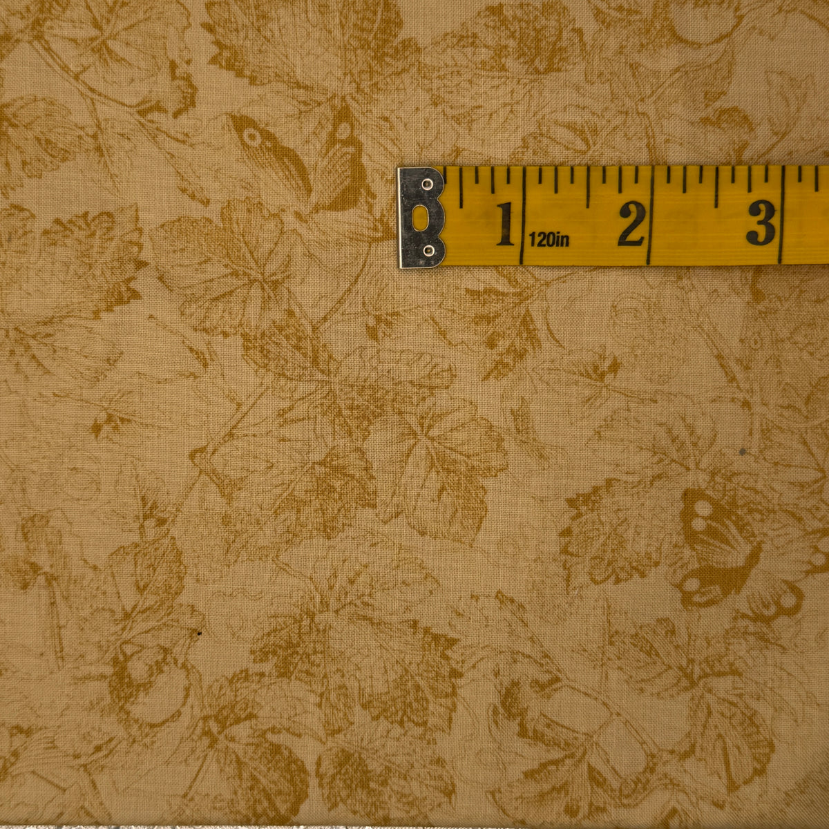 Tea Dyed Effect Subtle Floral & Butterflies Cotton: 1 yd