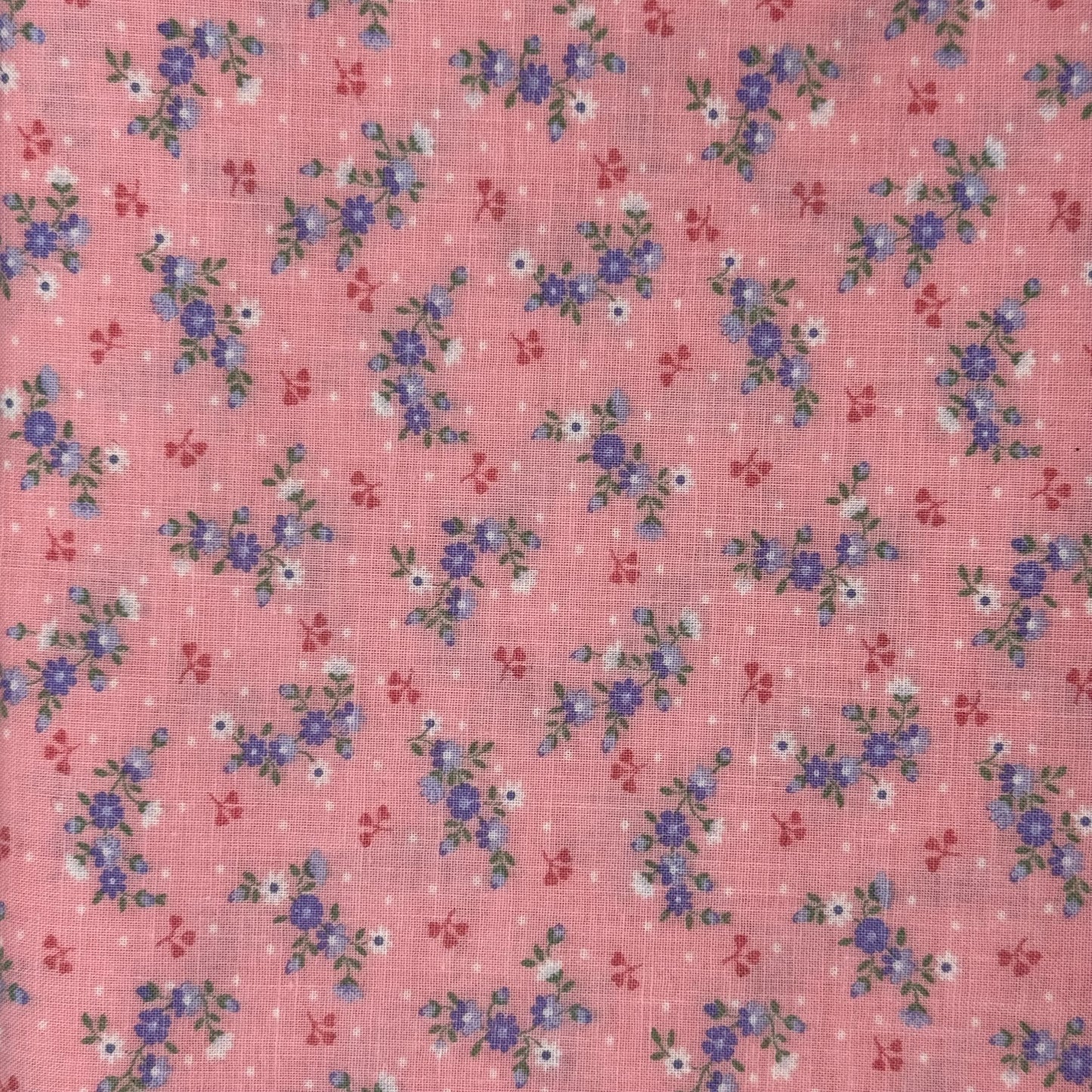 Lavender/White/Pink Floral Sprigs Print Cotton: 2 yds