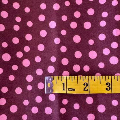 Brown with Pink Dots Cotton Blend: 1 yd