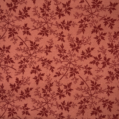 Two Tone Red Leaves Cotton: 2 yds