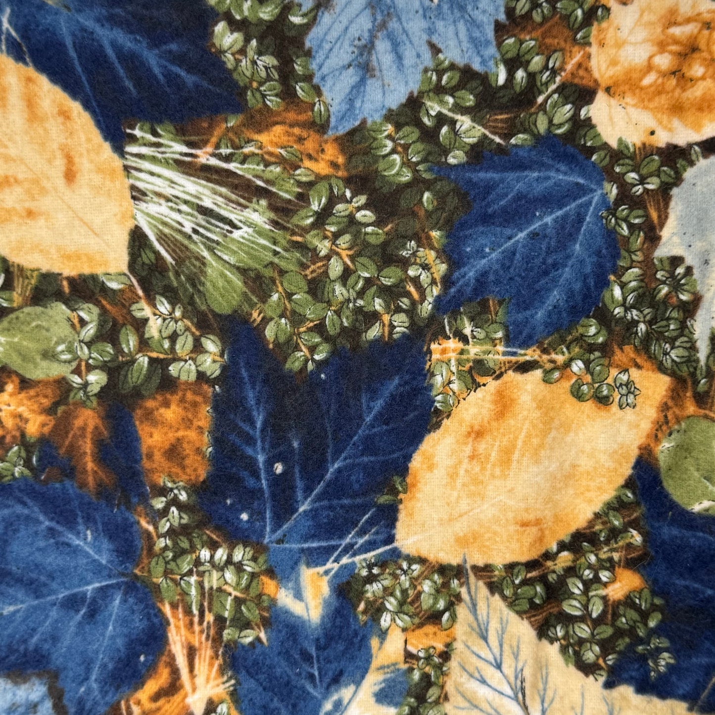 Blue Autumn Scene Brushed Cotton Blend: 1 yd