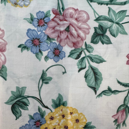 Pink, Blue & Yellow Floral Scotgard Cotton Blend: 1yd
