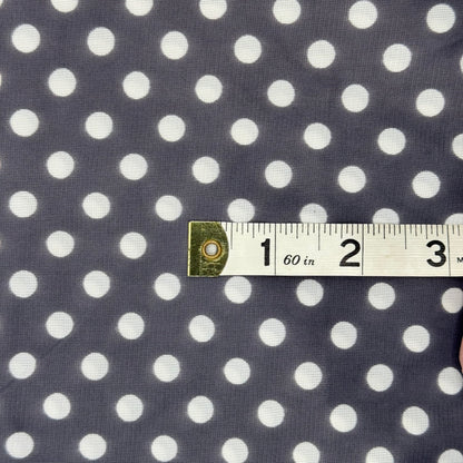 Lightweight White on Gray Polka Dot 2-Way Stretch Knit Poly: 3 yds