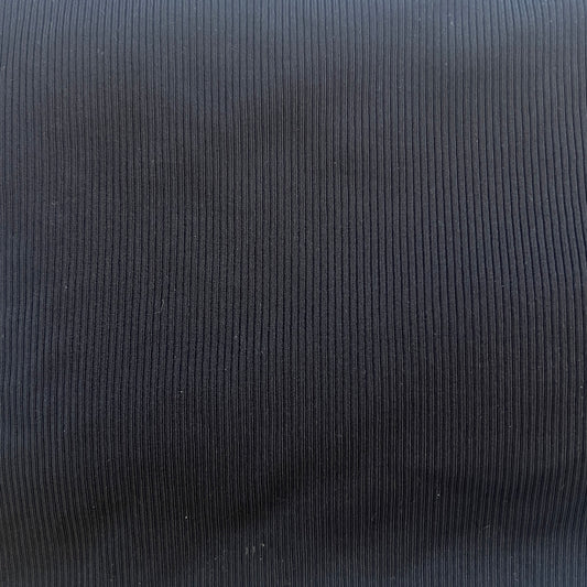 Black Stretch Ribbed Knit: 1 yd