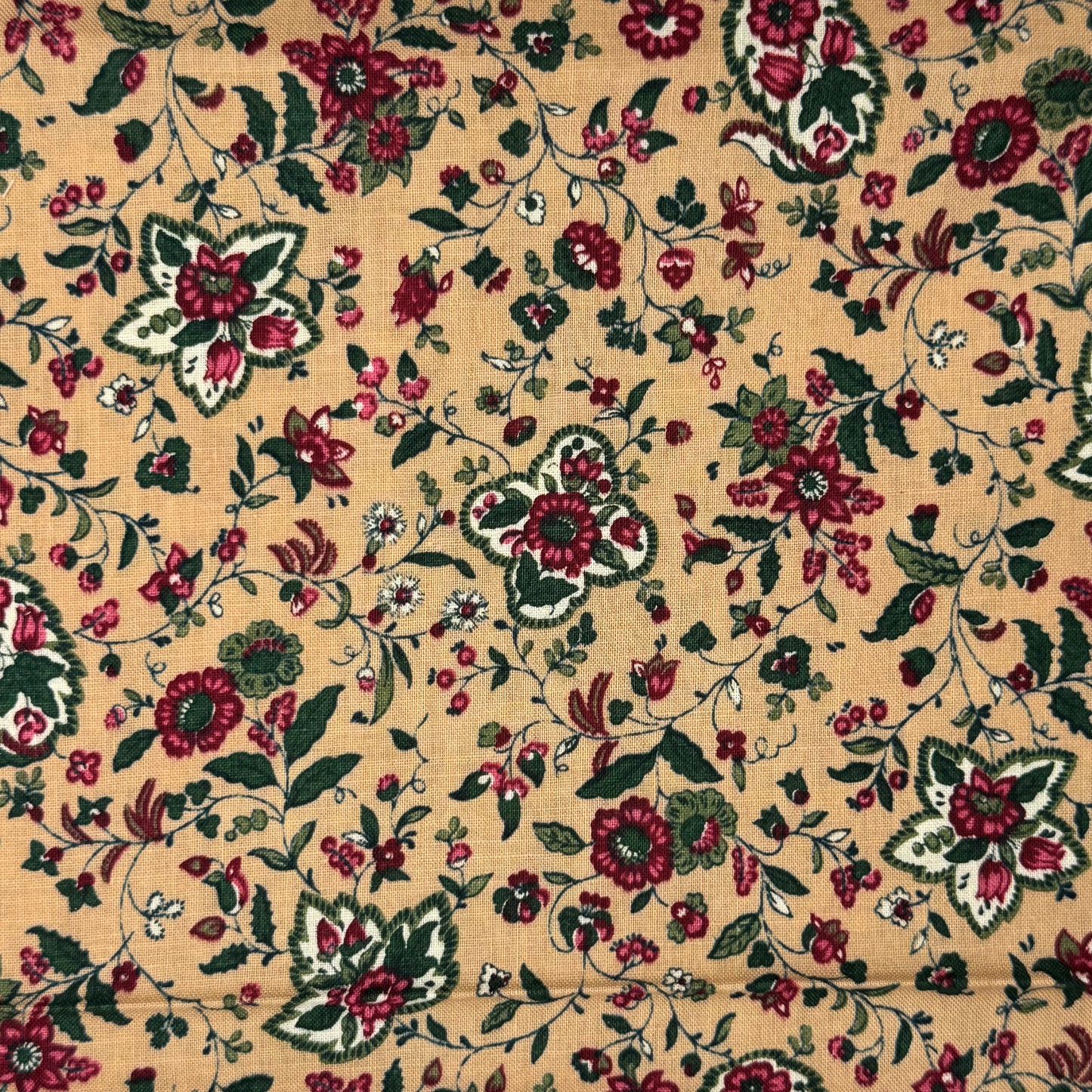 Tan & Pink Floral Cotton Blend: 2.5 yds