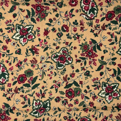 Tan & Pink Floral Cotton Blend: 2.5 yds