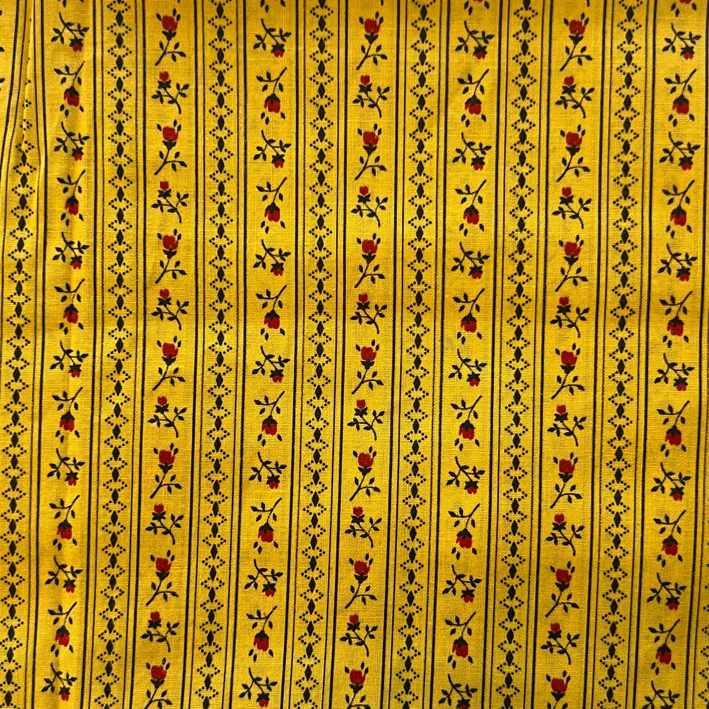 Yellow With Red Striped Floral Cotton: 1.75 yds