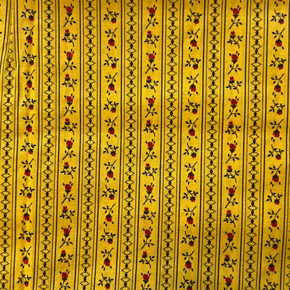 Yellow With Red Striped Floral Cotton: 1.75 yds