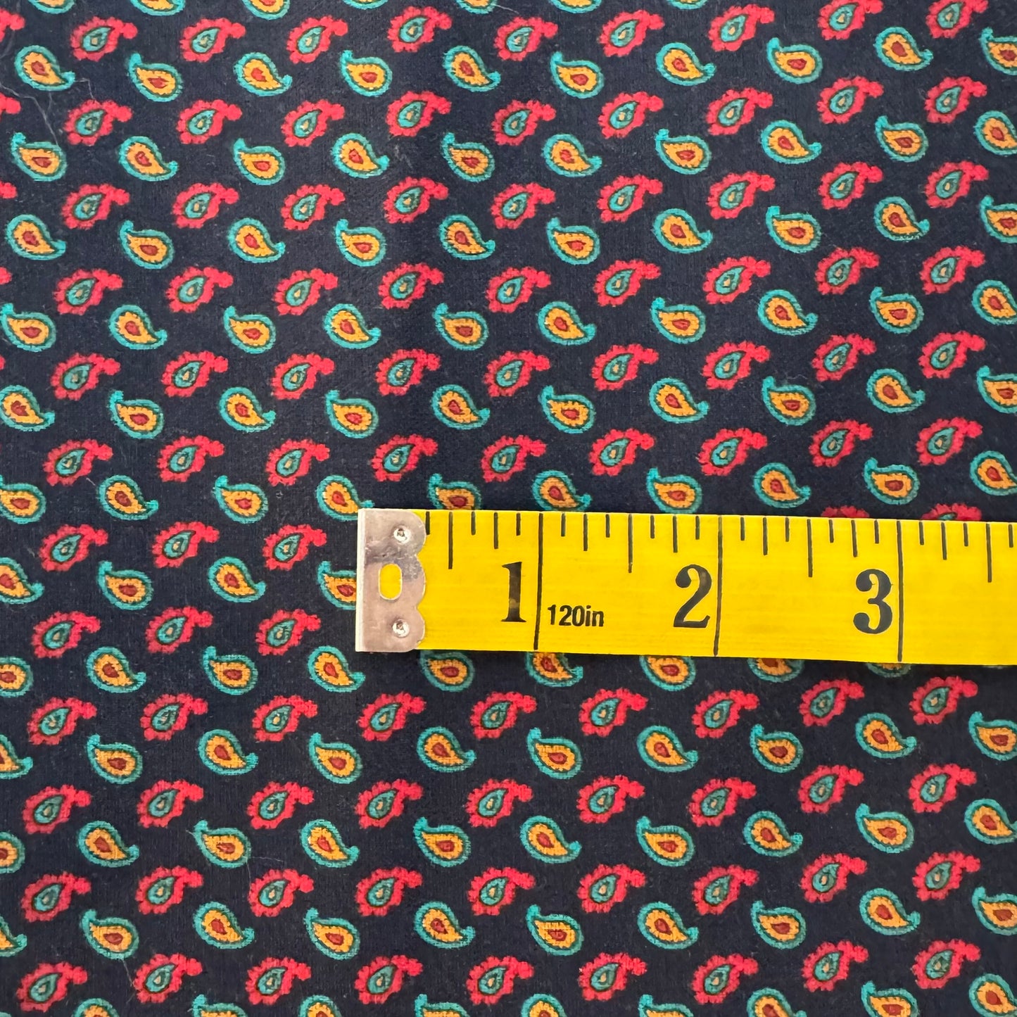 Blue with Red, Green & Orange Paisley Poly Rayon: 3 yds