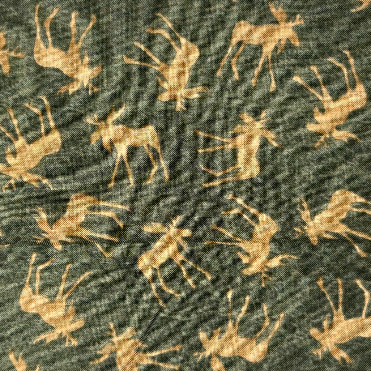 Tonal Green With Beige Deer Silhouette Cotton: 1.5 yds
