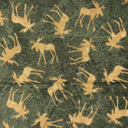 Tonal Green With Beige Deer Silhouette Cotton: 1.5 yds