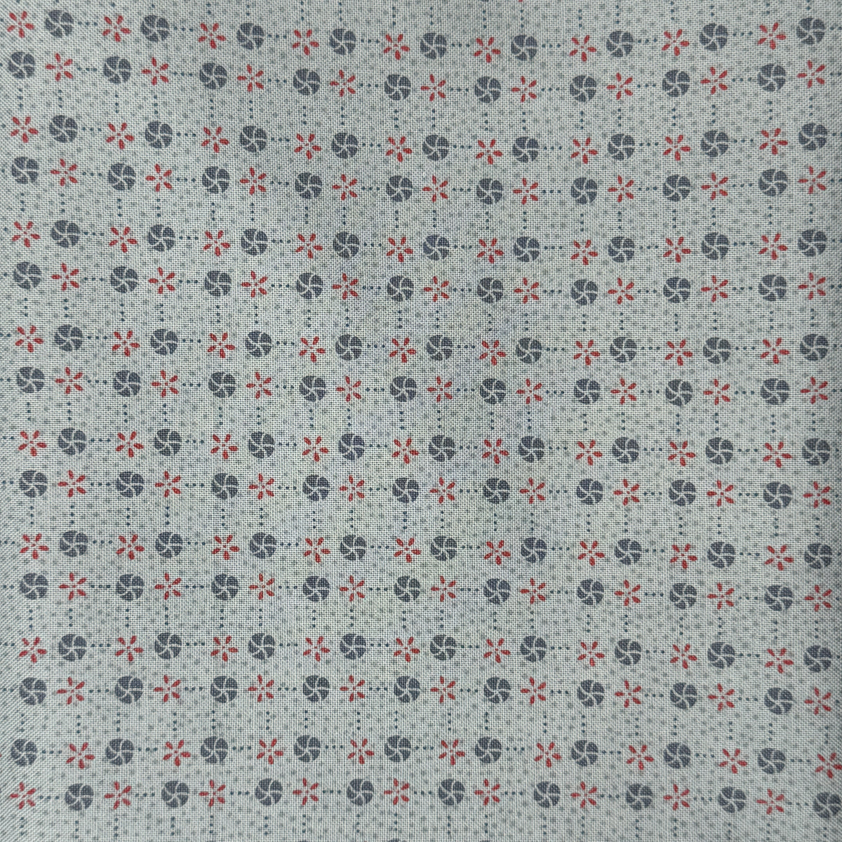 Blue & Red Geometric Shapes Cotton: 2 yds