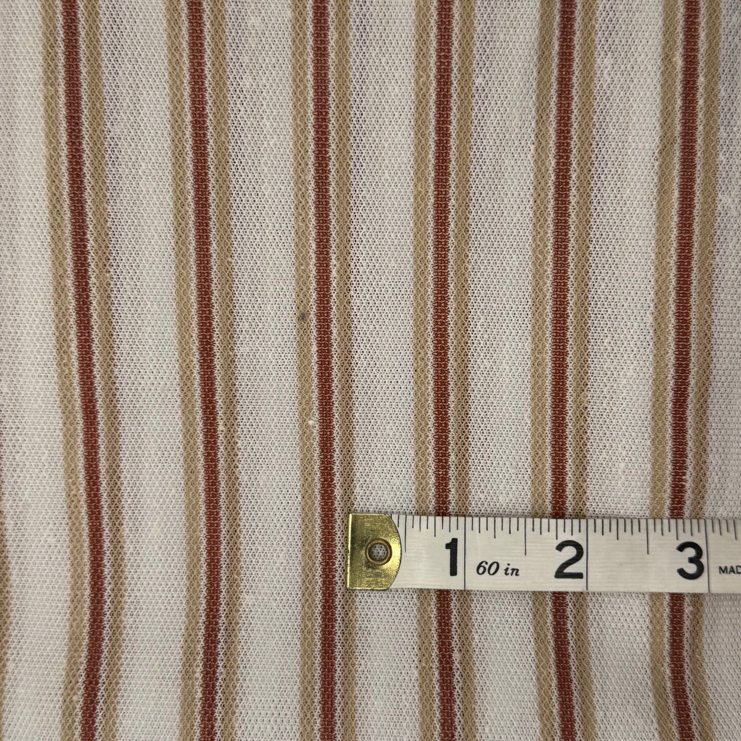 Red/Tan/Cream Woven Stripe Mesh Poly: 1 yd