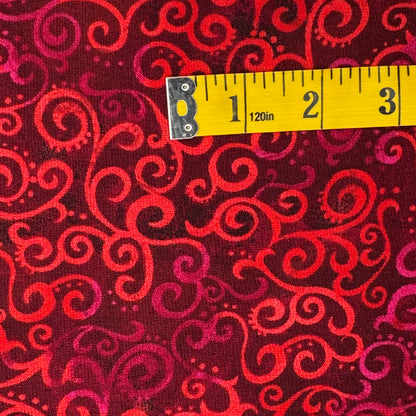 Red & Purple Swirling Vines Wide Back Cotton: 2 yds