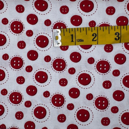Red Buttons Cotton: 1.5 yds