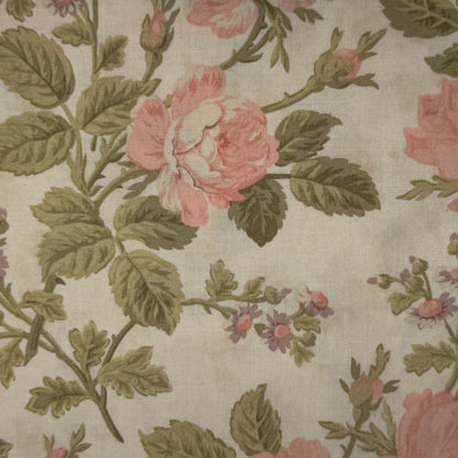 Cream With Light Pink Floral Cotton: 1.5 yds