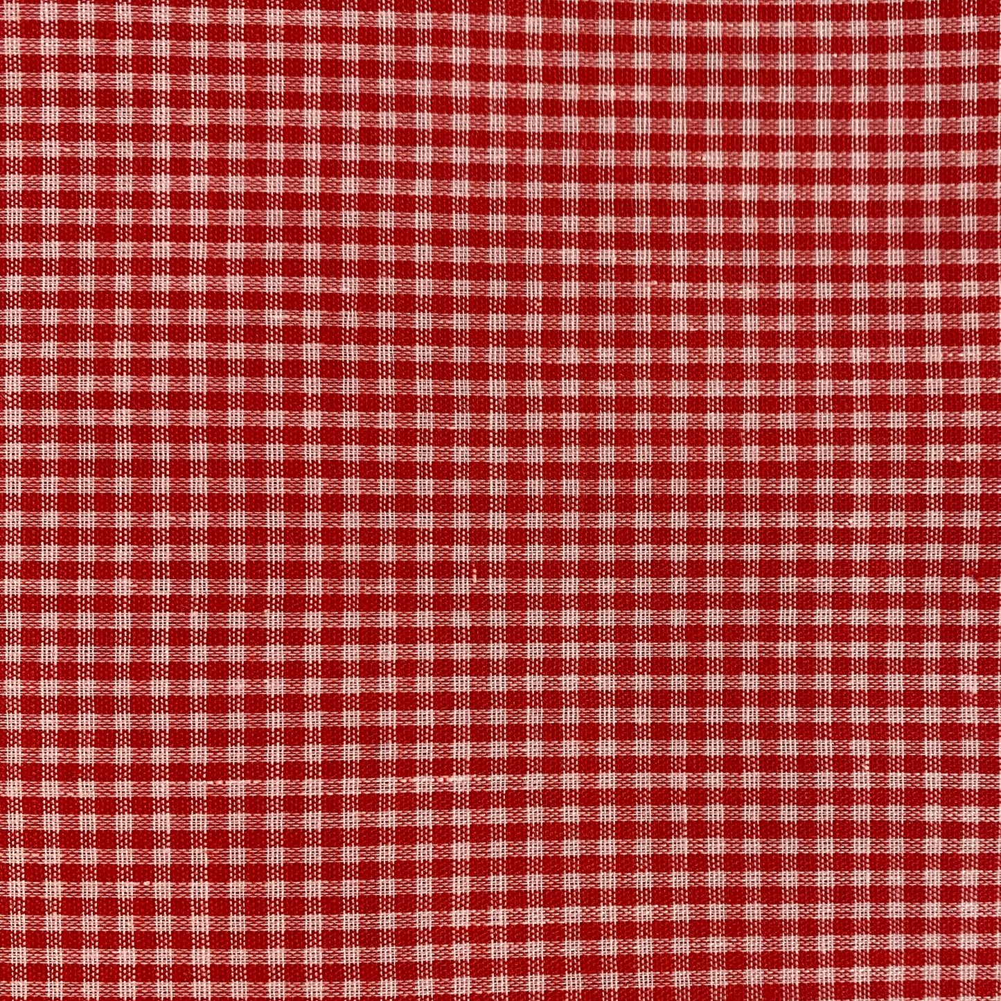 Red Gingham Cotton Blend Shirting: 3 yds